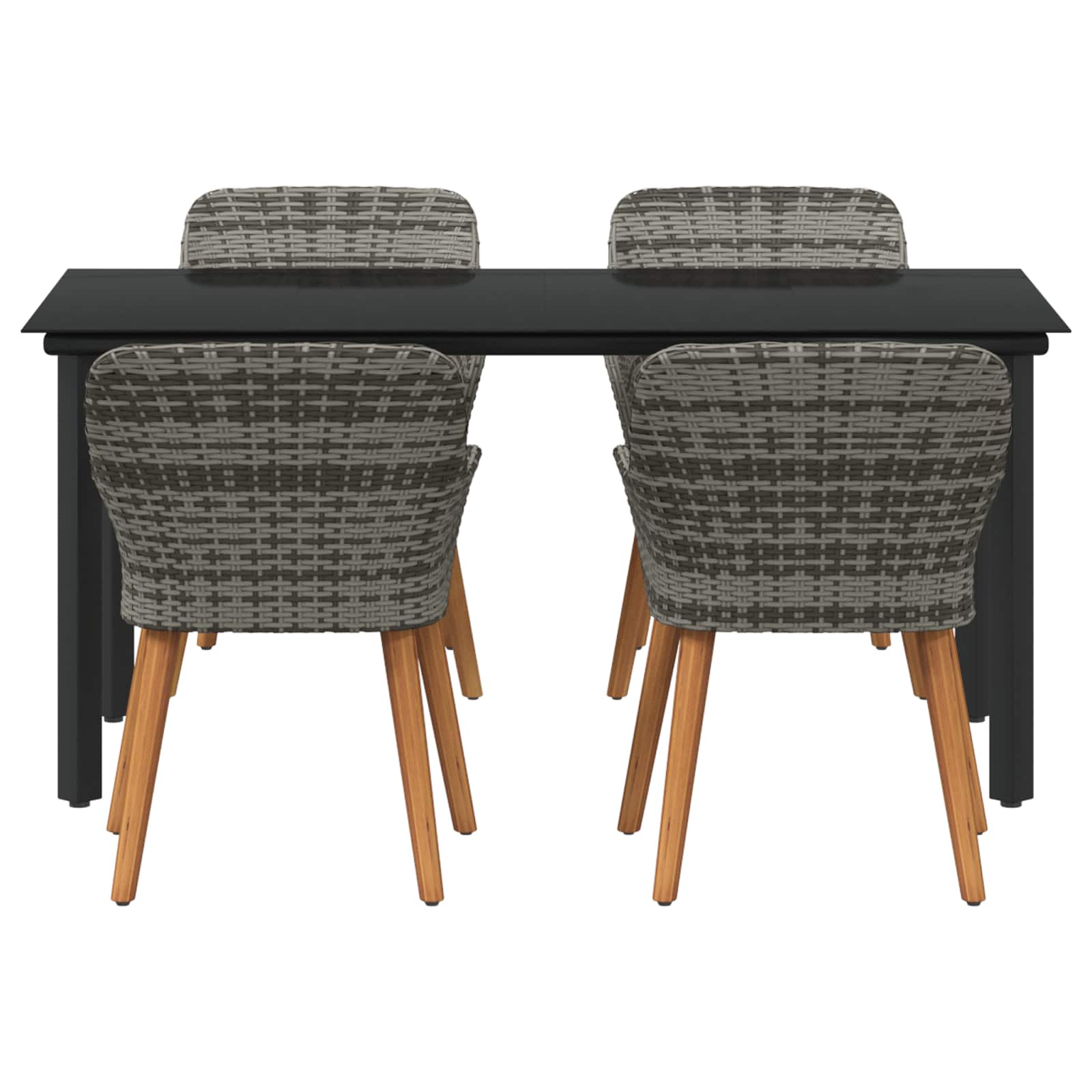 Set da Pranzo per Giardino con cuscino 5 pcs Grigio polyrattan | homemem39