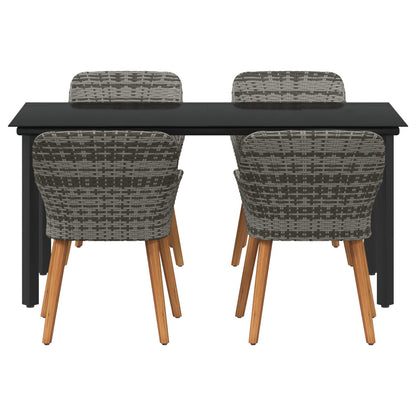 Set da Pranzo per Giardino con cuscino 5 pcs Grigio polyrattan | homemem39