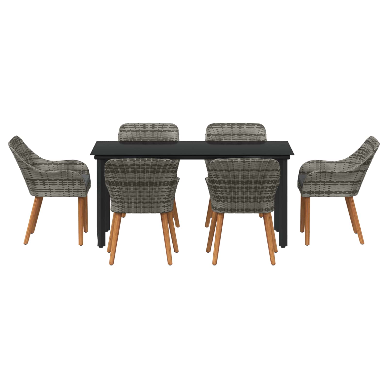 Set da Pranzo per Giardino con cuscino 7 pcs Grigio polyrattan | homemem39