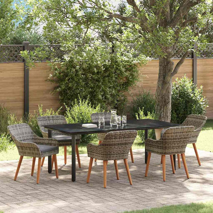 Set da Pranzo per Giardino con cuscino 7 pcs Grigio polyrattan | homemem39