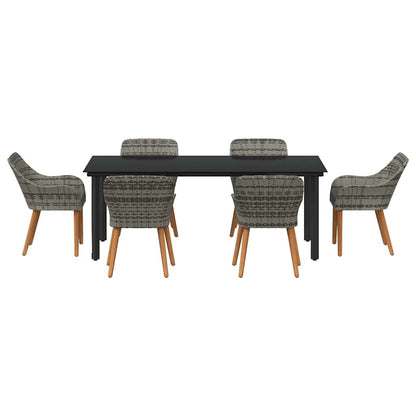 Set da Pranzo per Giardino con cuscino 7 pcs Grigio polyrattan | homemem39