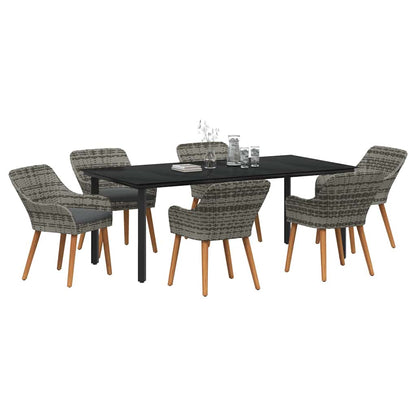 Set da Pranzo per Giardino con cuscino 7 pcs Grigio polyrattan | homemem39
