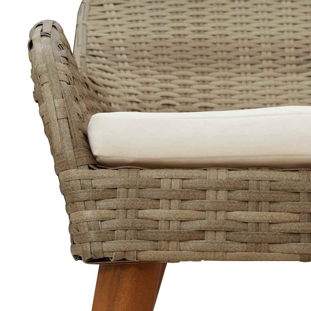 Set da Pranzo per Giardino con cuscino 3 pcs Beige polyrattan | homemem39
