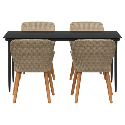 Set da Pranzo per Giardino con cuscino 5 pcs Beige polyrattan