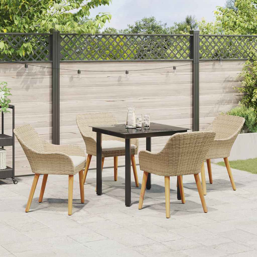 Set da Pranzo per Giardino 5 pz Beige polyrattan | homemem39