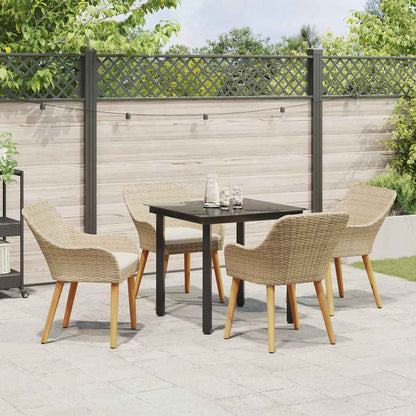 Set da Pranzo per Giardino 5 pz Beige polyrattan | homemem39