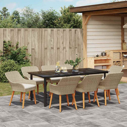 Set da Pranzo per Giardino 9 pz Beige polyrattan | homemem39