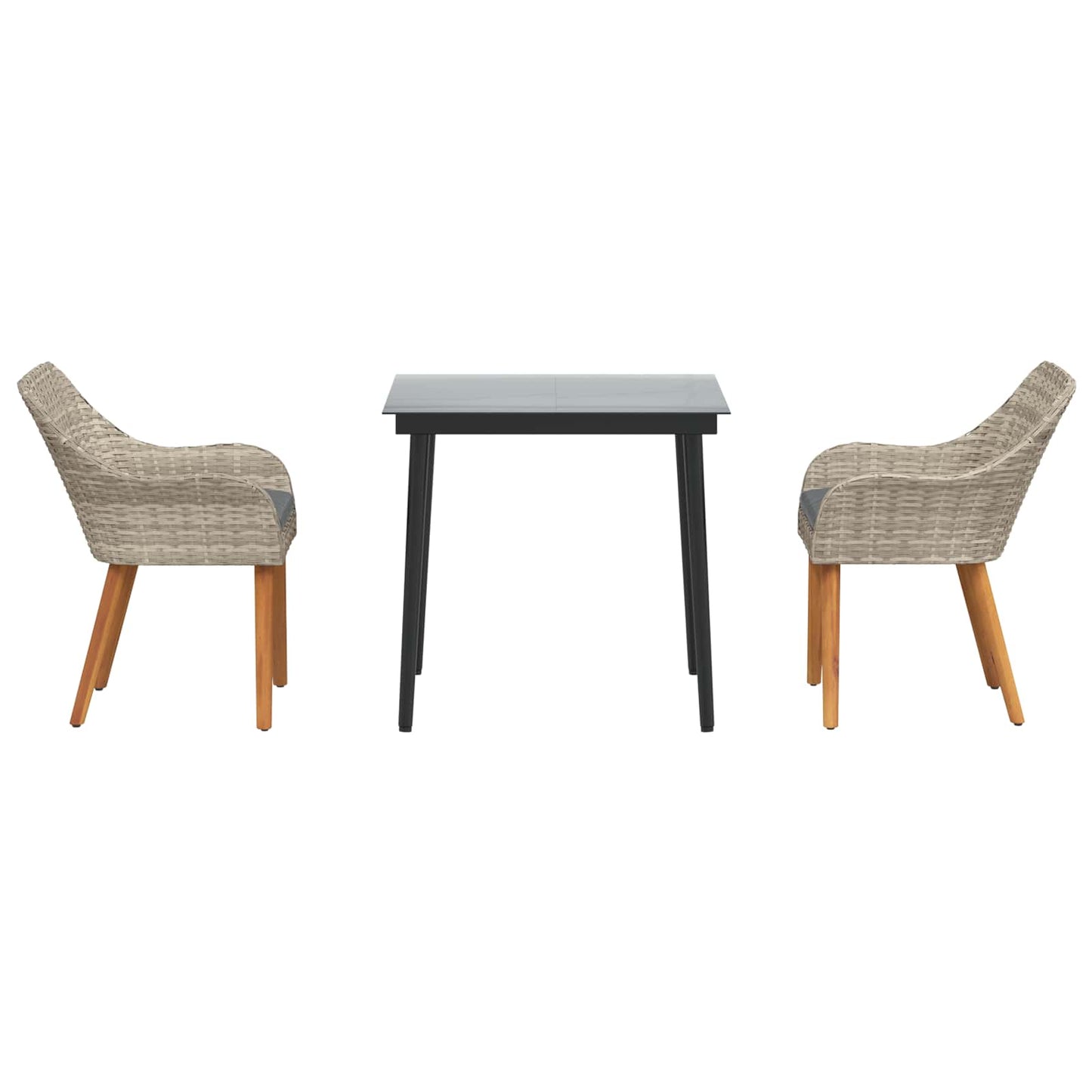 Set da Pranzo per Giardino 3 pcs Grigio chiaro polyrattan