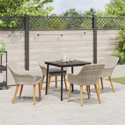 Set da Pranzo per Giardino 5 pcs Grigio chiaro polyrattan | homemem39