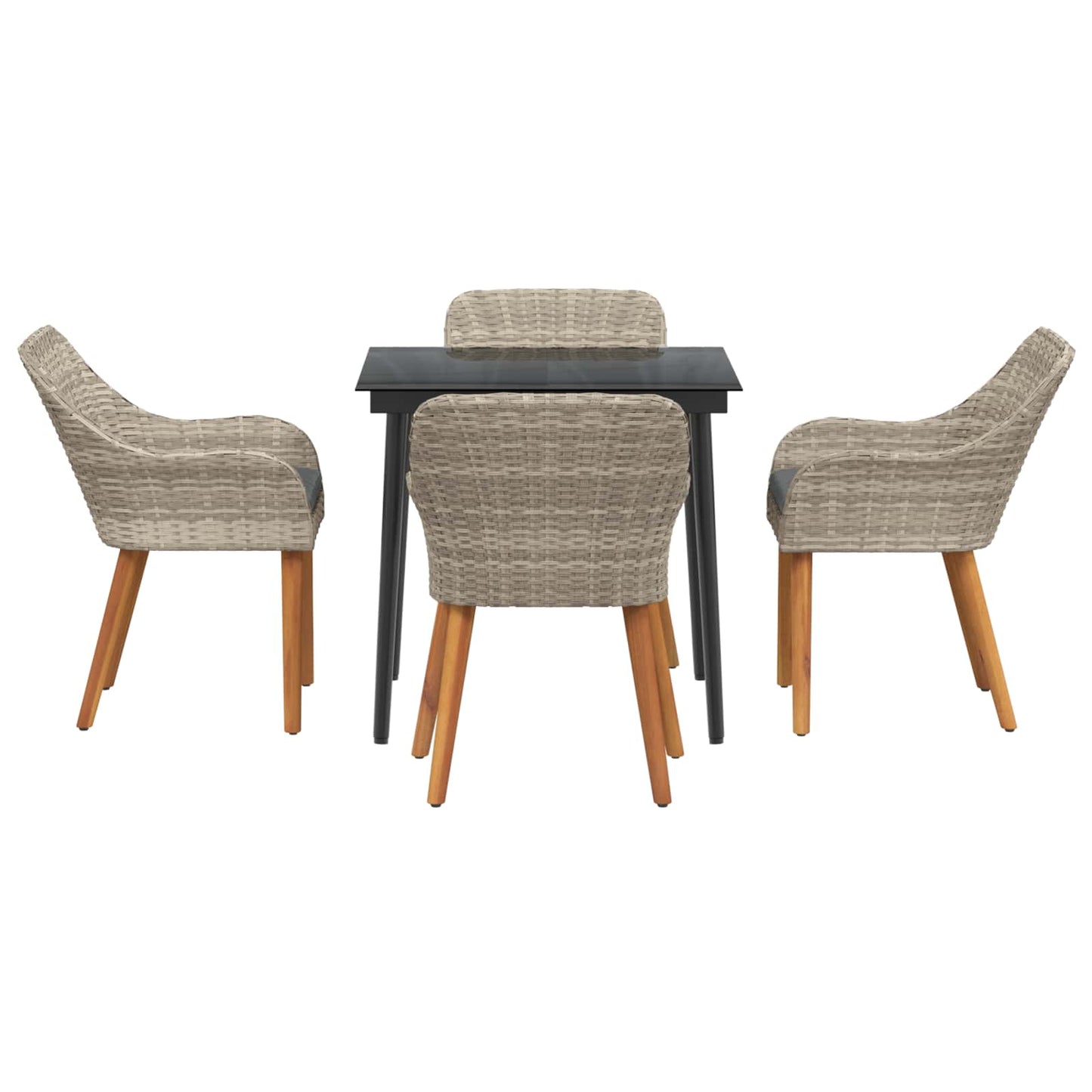 Set da Pranzo per Giardino 5 pcs Grigio chiaro polyrattan | homemem39