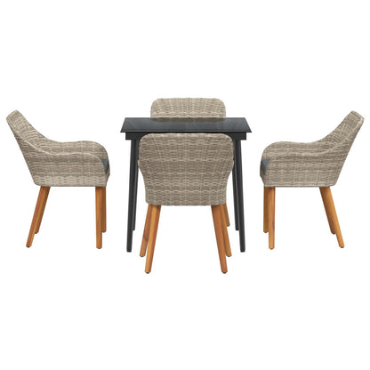 Set da Pranzo per Giardino 5 pcs Grigio chiaro polyrattan | homemem39