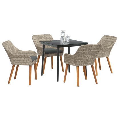 Set da Pranzo per Giardino 5 pcs Grigio chiaro polyrattan | homemem39
