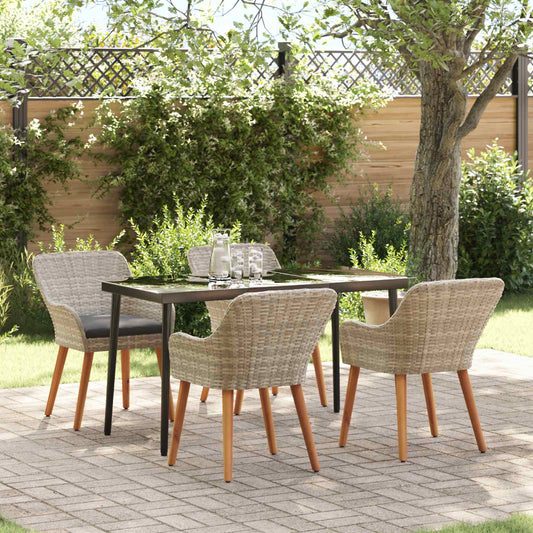Set da Pranzo per Giardino 5 pcs Grigio chiaro polyrattan