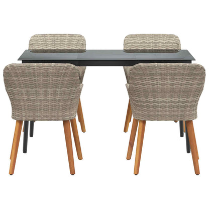 Set da Pranzo per Giardino 5 pcs Grigio chiaro polyrattan | homemem39