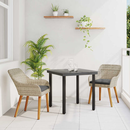 Set da Pranzo per Giardino 3 pcs Grigio chiaro polyrattan | homemem39