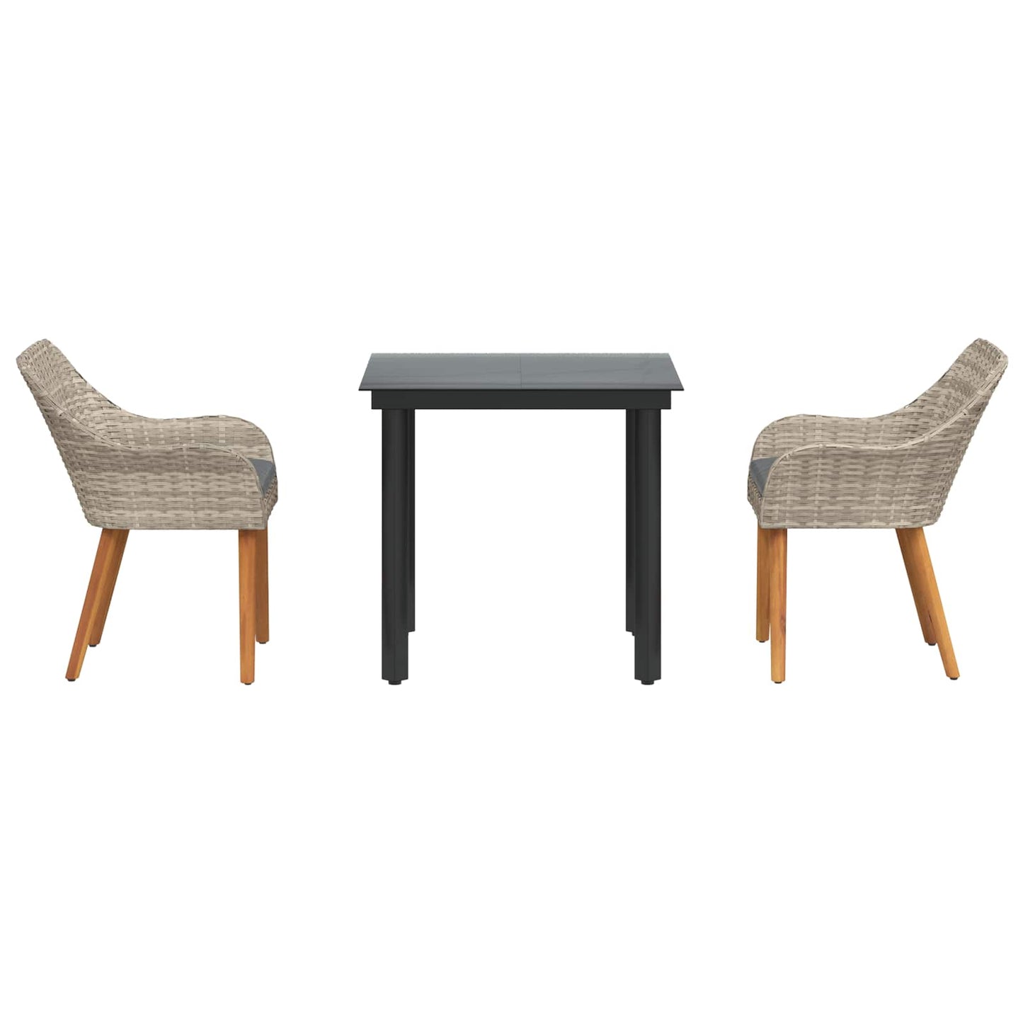 Set da Pranzo per Giardino 3 pcs Grigio chiaro polyrattan | homemem39