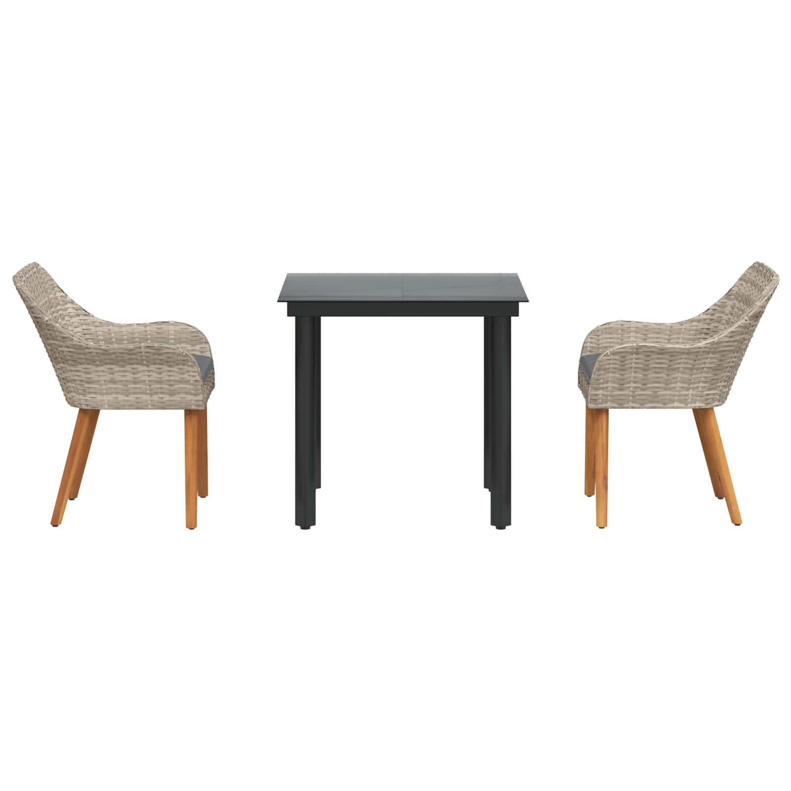 Set da Pranzo per Giardino 3 pcs Grigio chiaro polyrattan | homemem39