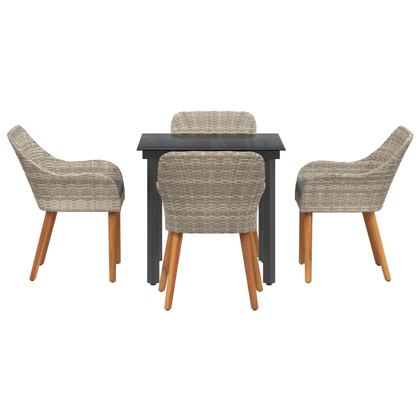 Set da Pranzo per Giardino 5 pcs Grigio chiaro polyrattan | homemem39