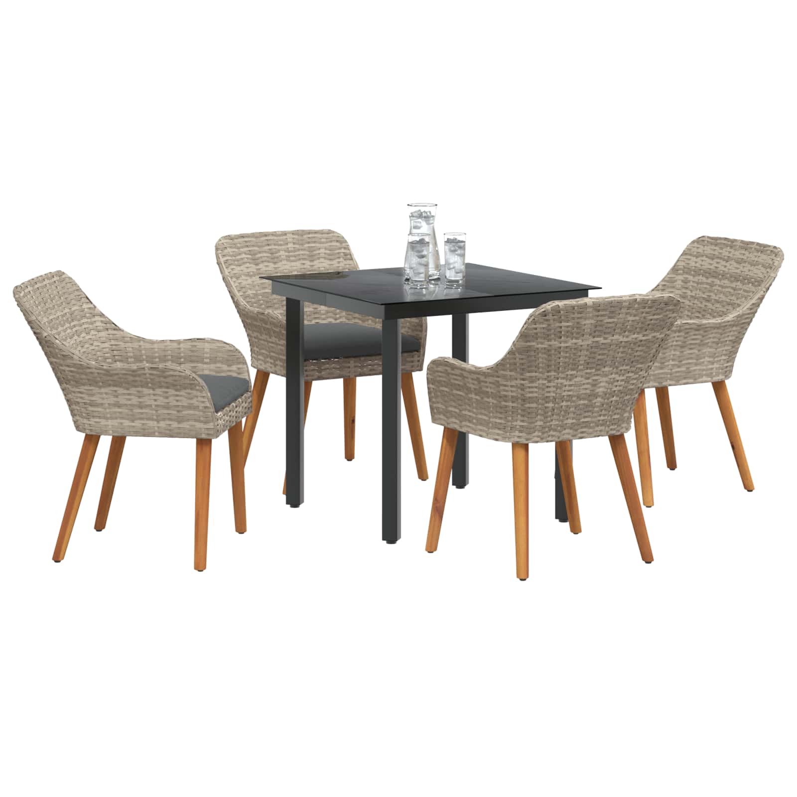 Set da Pranzo per Giardino 5 pcs Grigio chiaro polyrattan | homemem39