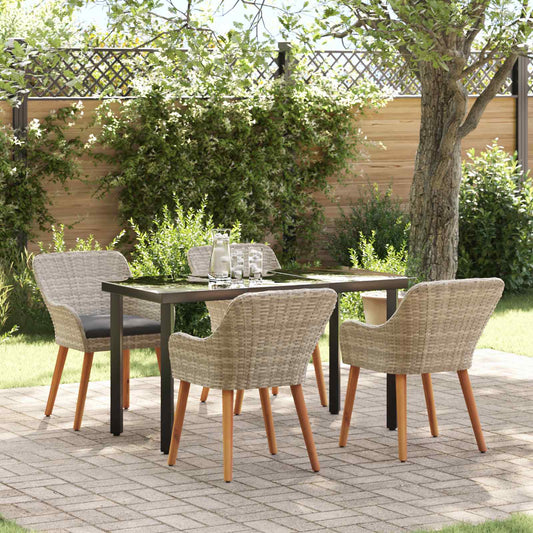 Set da Pranzo per Giardino 5 pcs Grigio chiaro polyrattan | homemem39