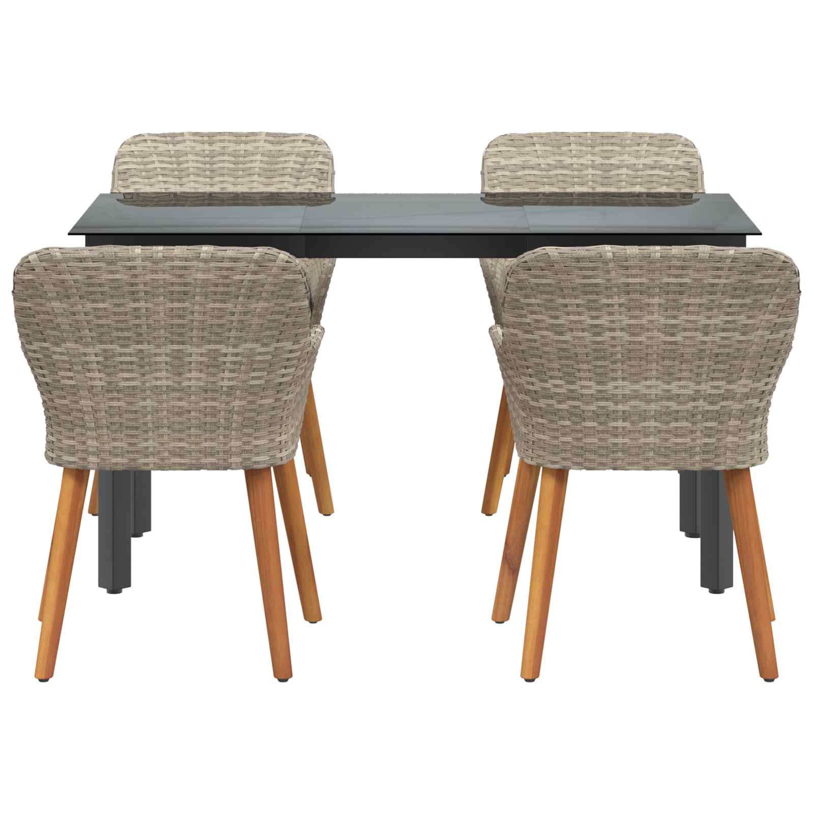 Set da Pranzo per Giardino 5 pcs Grigio chiaro polyrattan | homemem39