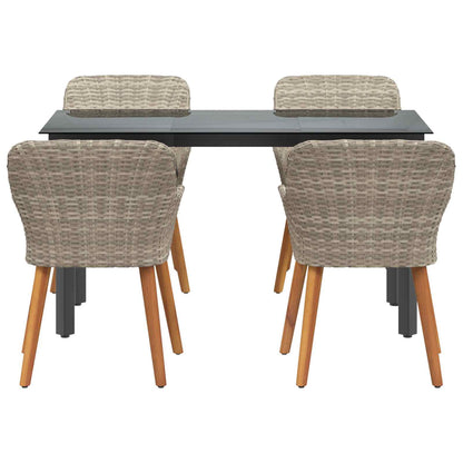Set da Pranzo per Giardino 5 pcs Grigio chiaro polyrattan | homemem39