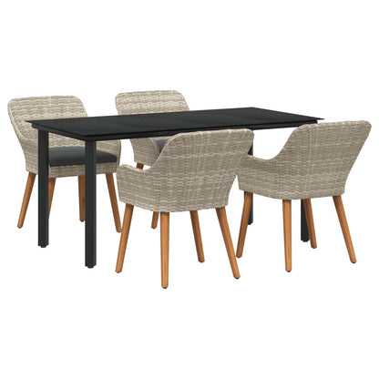 Set da Pranzo per Giardino 5 pcs Grigio chiaro polyrattan | homemem39