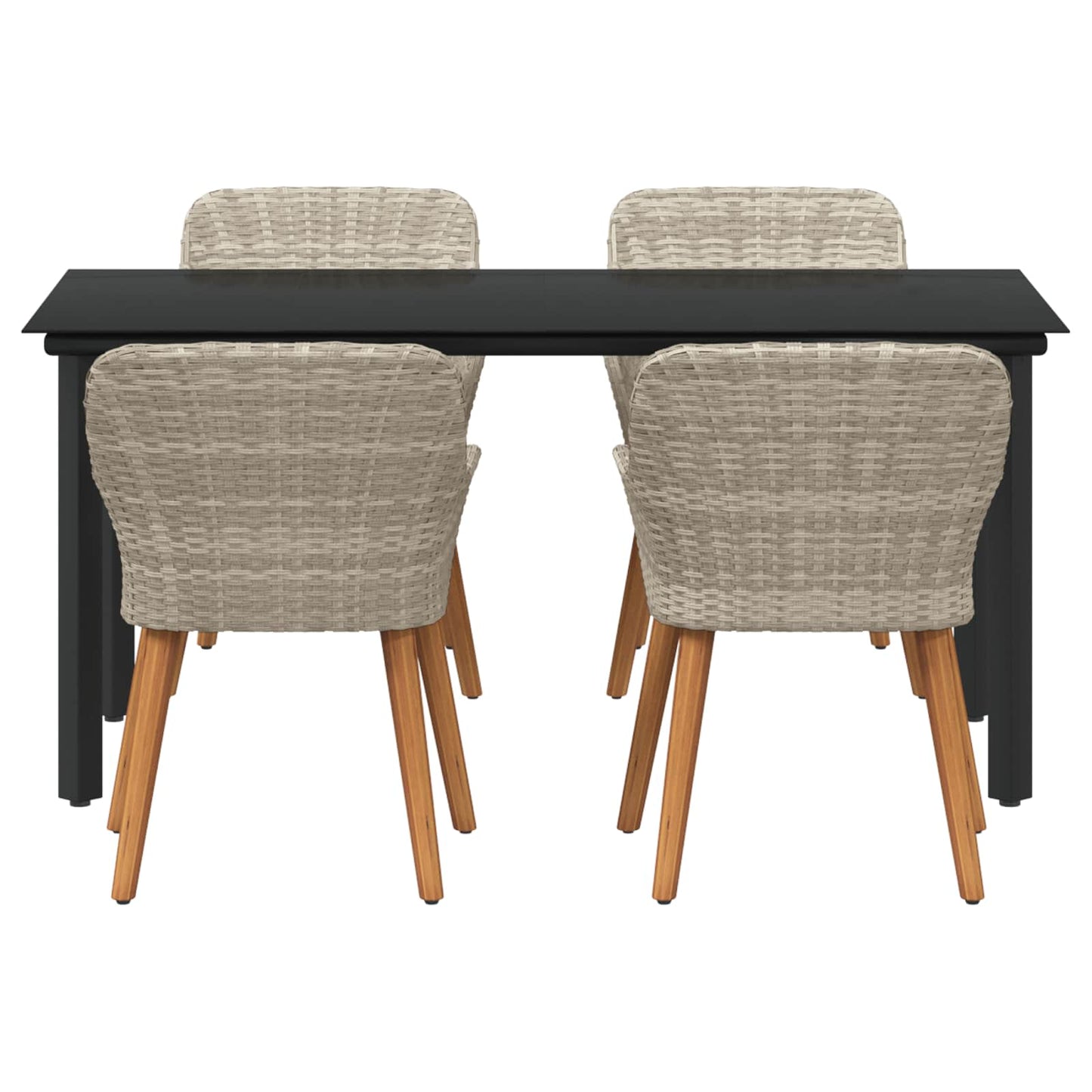 Set da Pranzo per Giardino 5 pcs Grigio chiaro polyrattan
