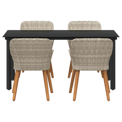Set da Pranzo per Giardino 5 pcs Grigio chiaro polyrattan