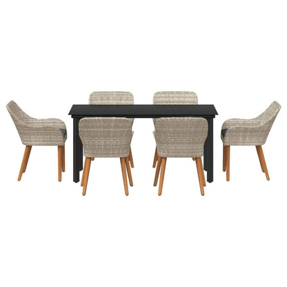 Set da Pranzo per Giardino 7 pcs Grigio chiaro polyrattan | homemem39