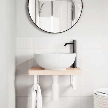 Reggimensole per Lavabo 2 pz Bianche Rettangolari in Acciaio | homemem39