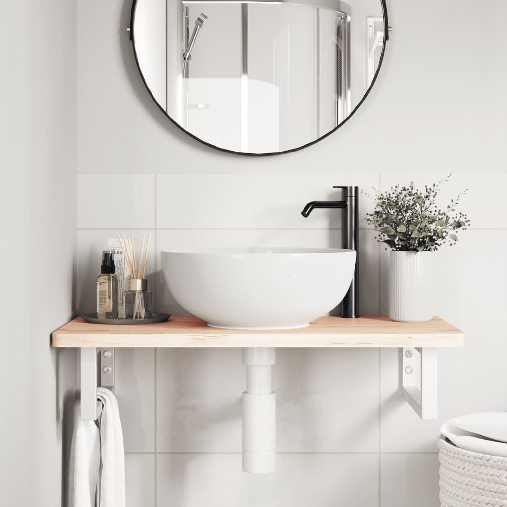 Reggimensole per Lavabo 2 pz Bianche Rettangolari in Acciaio | homemem39