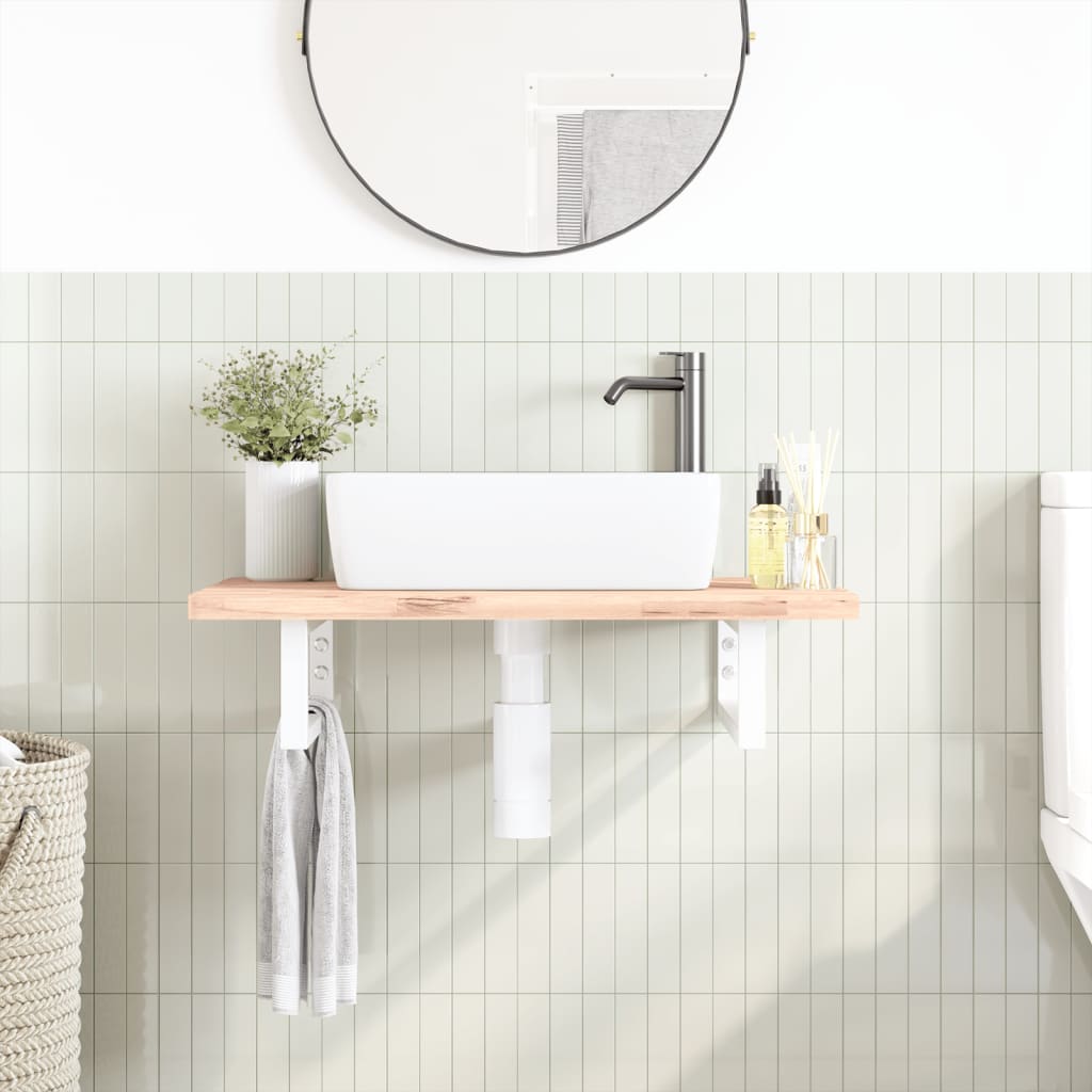 Reggimensole per Lavabo 2 pz Bianche Rettangolari in Acciaio | homemem39
