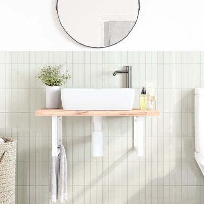 Reggimensole per Lavabo 2 pz Bianche Rettangolari in Acciaio | homemem39