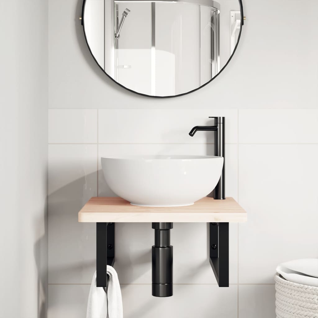 Reggimensole per Lavabo 2 pz Nere Rettangolari in Acciaio | homemem39