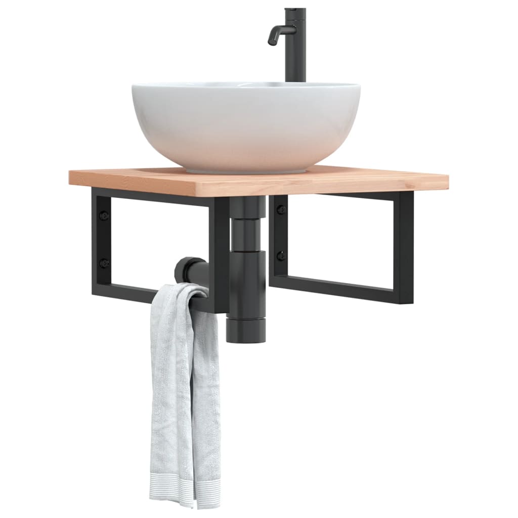Reggimensole per Lavabo 2 pz Nere Rettangolari in Acciaio | homemem39