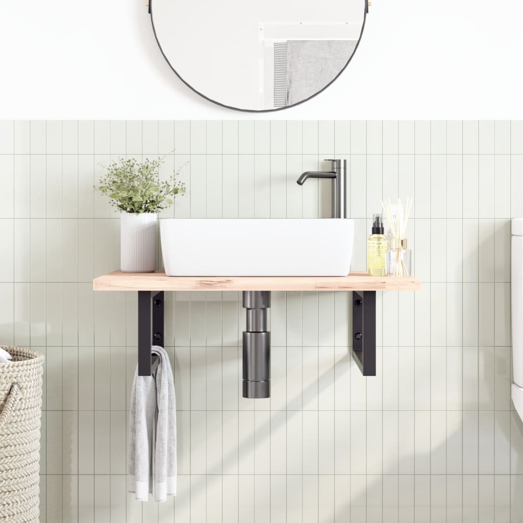 Reggimensole per Lavabo 2 pz Nere Rettangolari in Acciaio | homemem39