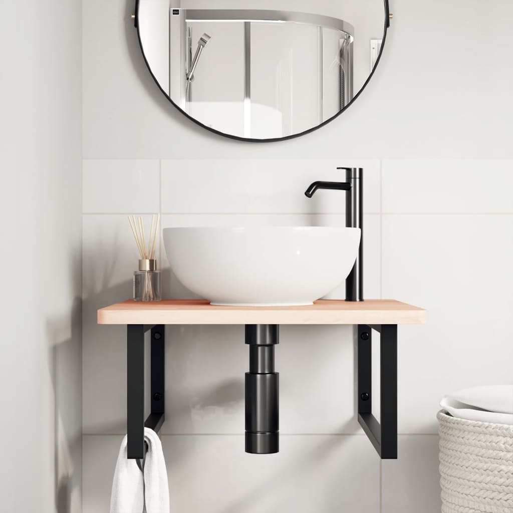 Reggimensole per Lavabo 2 pz Nere Rettangolari in Acciaio | homemem39