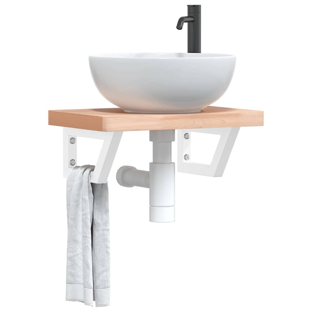 Reggimensole per Lavabo 2 pz Bianche Trapezio in Acciaio | homemem39