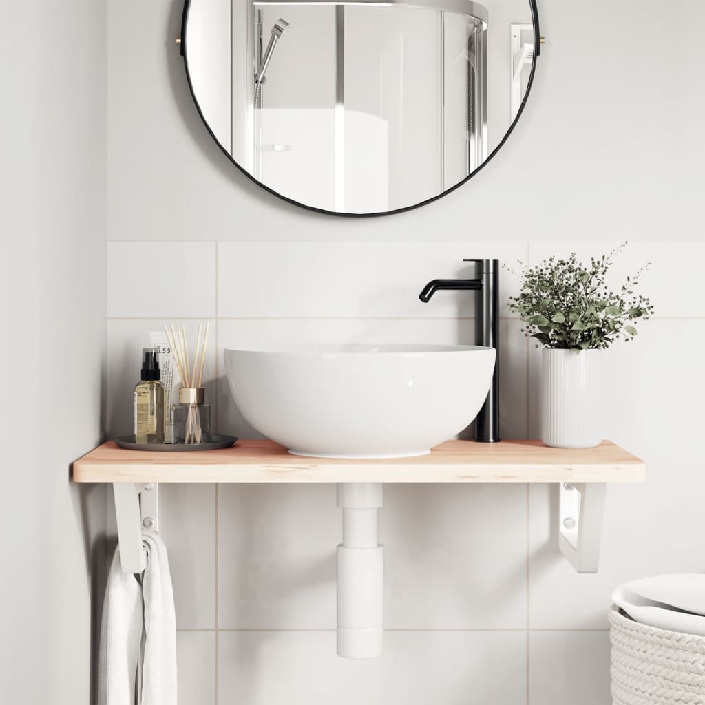 Reggimensole per Lavabo 2 pz Bianche Trapezio in Acciaio | homemem39