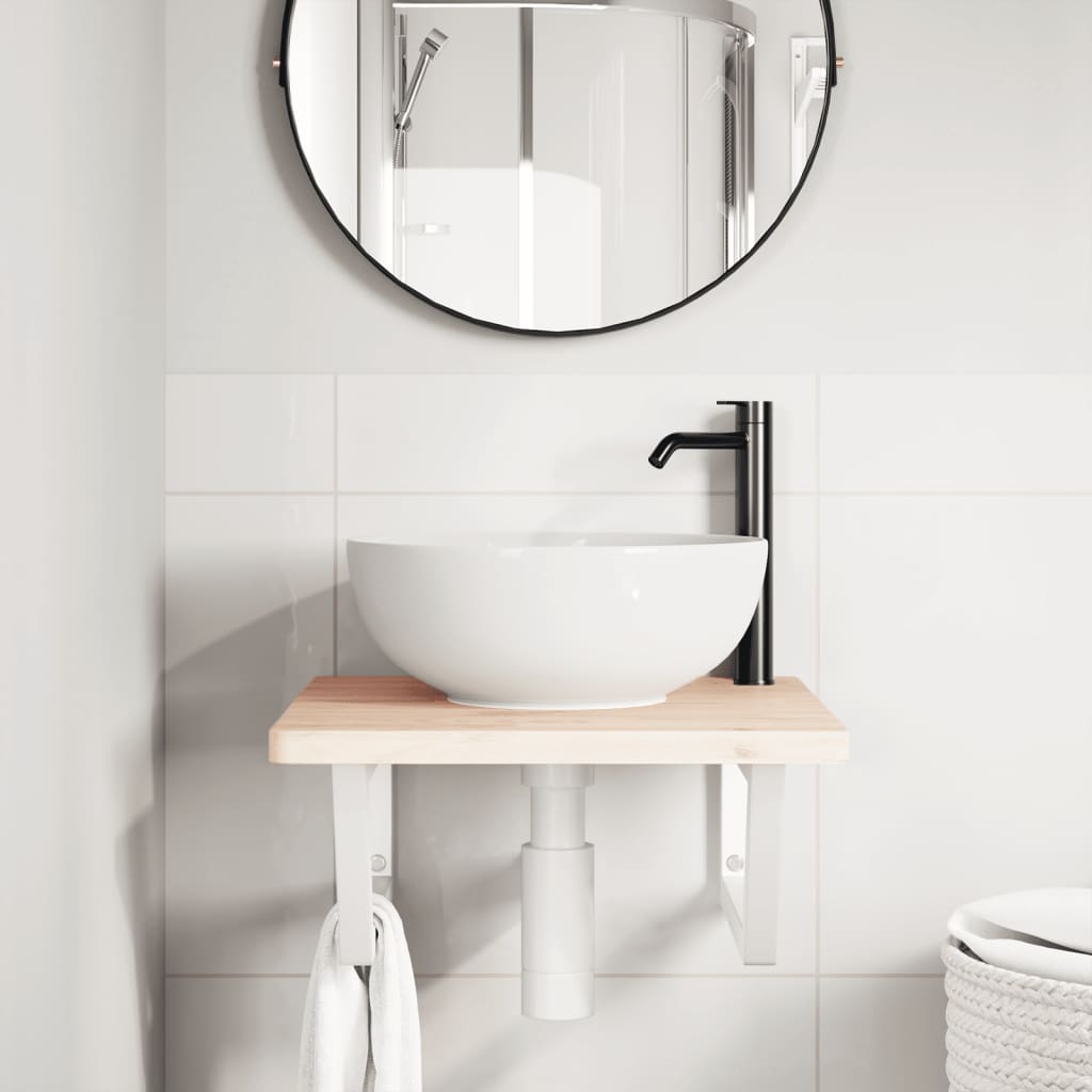 Reggimensole per Lavabo 2 pz Bianche Trapezio in Acciaio | homemem39