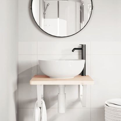 Reggimensole per Lavabo 2 pz Bianche Trapezio in Acciaio | homemem39