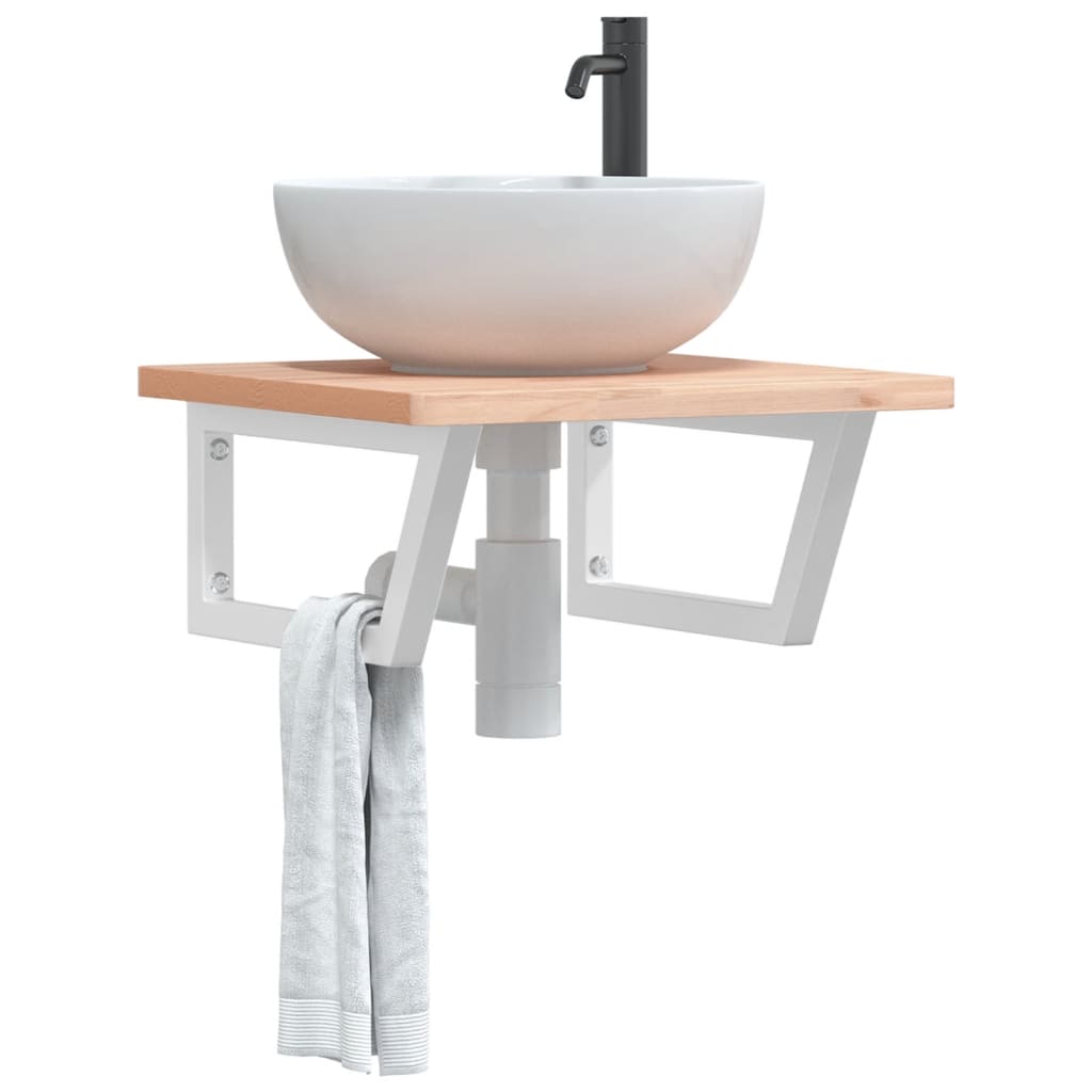 Reggimensole per Lavabo 2 pz Bianche Trapezio in Acciaio | homemem39