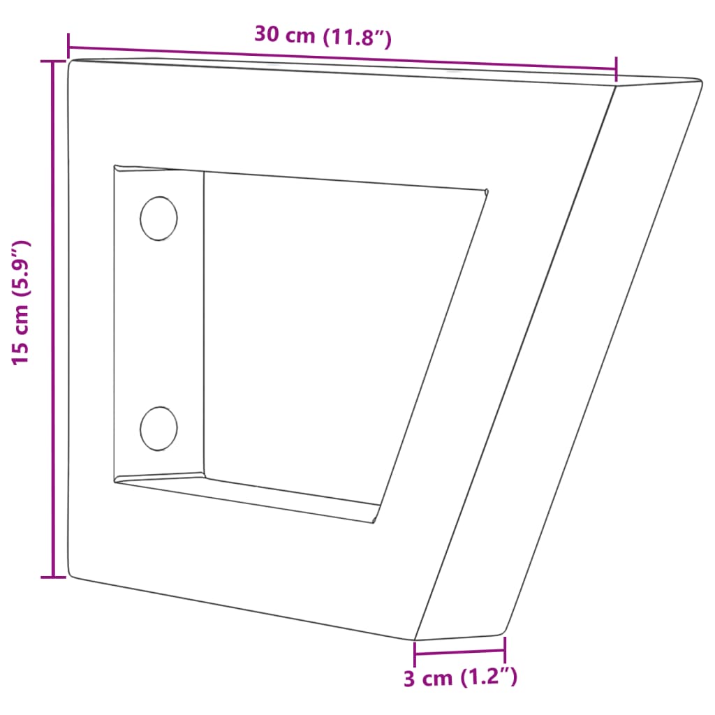 Reggimensole per Lavabo 2 pz Nere Trapezio in Acciaio | homemem39