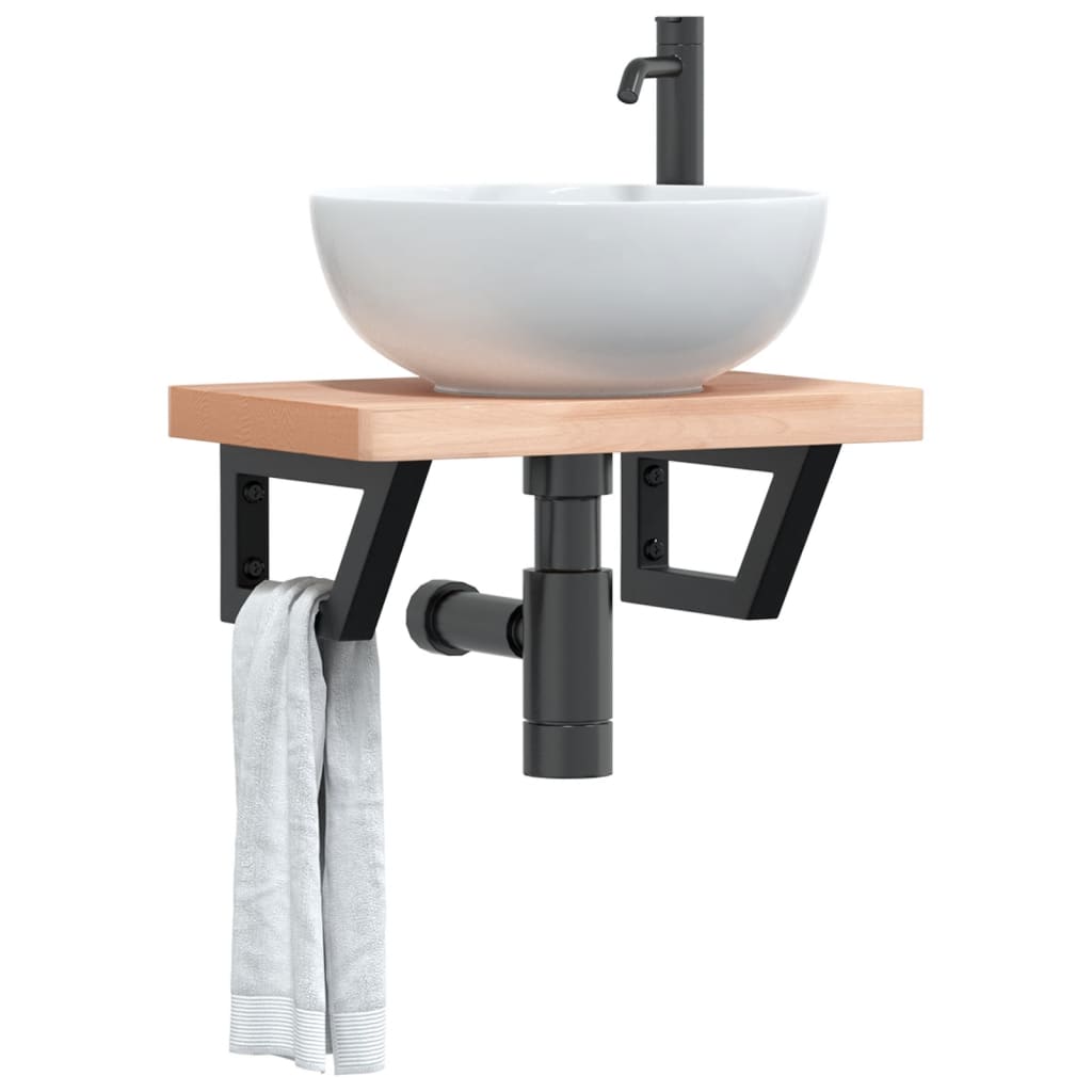 Reggimensole per Lavabo 2 pz Nere Trapezio in Acciaio | homemem39