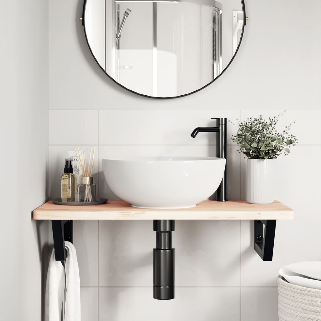 Reggimensole per Lavabo 2 pz Nere Trapezio in Acciaio | homemem39