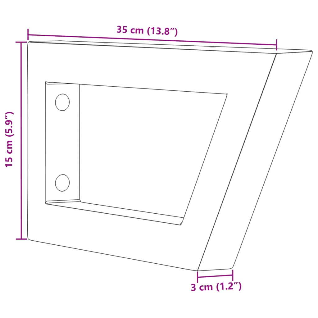 Reggimensole per Lavabo 2 pz Nere Trapezio in Acciaio | homemem39