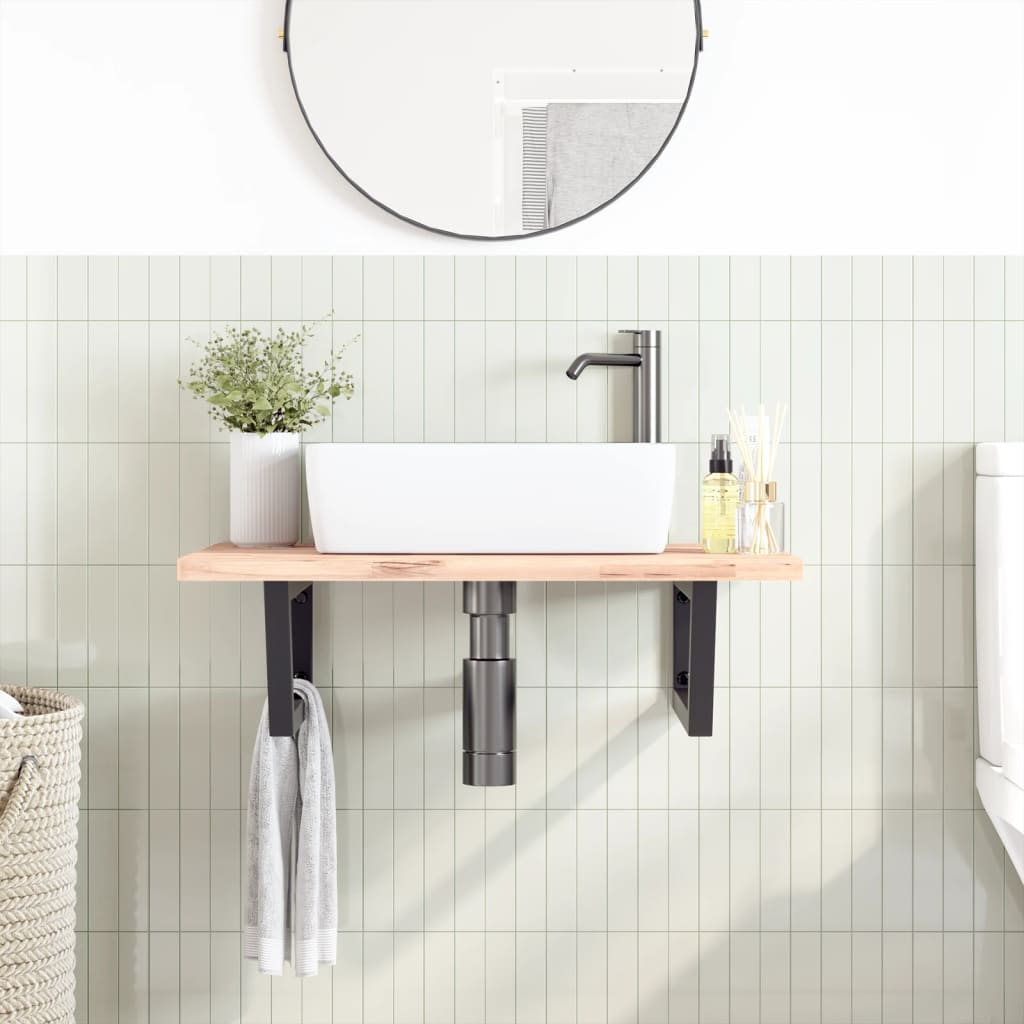Reggimensole per Lavabo 2 pz Nere Trapezio in Acciaio | homemem39