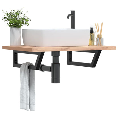 Reggimensole per Lavabo 2 pz Nere Trapezio in Acciaio | homemem39