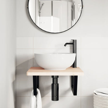 Reggimensole per Lavabo 2 pz Nere Trapezio in Acciaio | homemem39